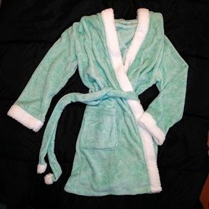 S/M Ulta | Aqua Plush Robe with Hood